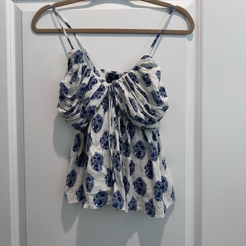 J. Crew Blue and White Floral Camisole